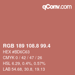 カラーコード: RGB 189 108.8 99.4 | qconv.com