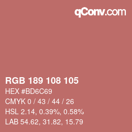 カラーコード: RGB 189 108 105 | qconv.com