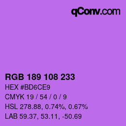 カラーコード: RGB 189 108 233 | qconv.com