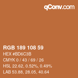 Color code: RGB 189 108 59 | qconv.com