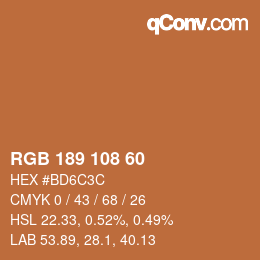 Color code: RGB 189 108 60 | qconv.com