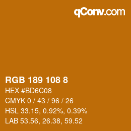 Color code: RGB 189 108 8 | qconv.com