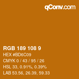Color code: RGB 189 108 9 | qconv.com