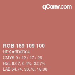 Color code: RGB 189 109 100 | qconv.com