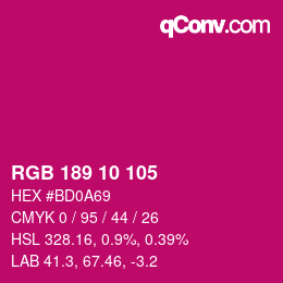 颜色代码: RGB 189 10 105 | qconv.com