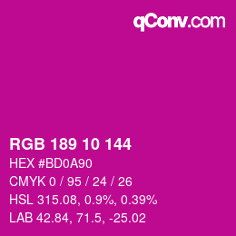 颜色代码: RGB 189 10 144 | qconv.com