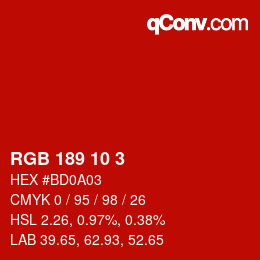 Color code: RGB 189 10 3 | qconv.com