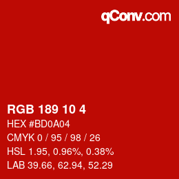 カラーコード: RGB 189 10 4 | qconv.com