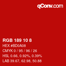 Color code: RGB 189 10 8 | qconv.com