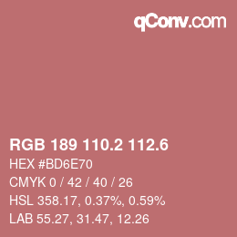 カラーコード: RGB 189 110.2 112.6 | qconv.com