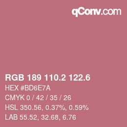 カラーコード: RGB 189 110.2 122.6 | qconv.com