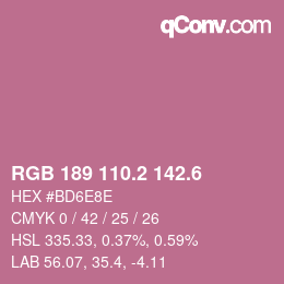 カラーコード: RGB 189 110.2 142.6 | qconv.com