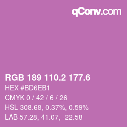 カラーコード: RGB 189 110.2 177.6 | qconv.com