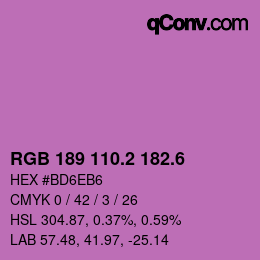 カラーコード: RGB 189 110.2 182.6 | qconv.com