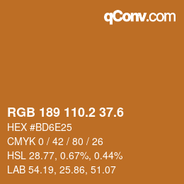 カラーコード: RGB 189 110.2 37.6 | qconv.com