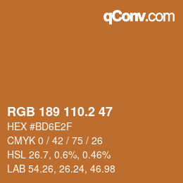カラーコード: RGB 189 110.2 47 | qconv.com