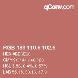 カラーコード: RGB 189 110.6 102.6 | qconv.com