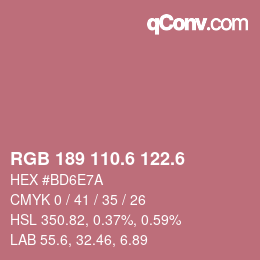 カラーコード: RGB 189 110.6 122.6 | qconv.com