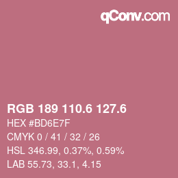 カラーコード: RGB 189 110.6 127.6 | qconv.com