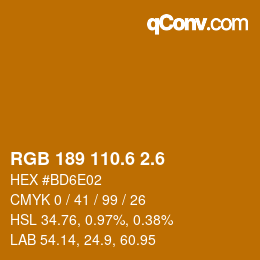 カラーコード: RGB 189 110.6 2.6 | qconv.com