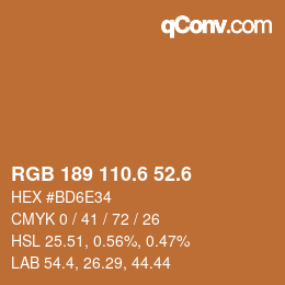 カラーコード: RGB 189 110.6 52.6 | qconv.com