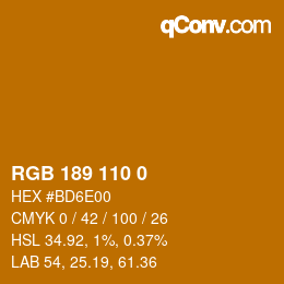 颜色代码: RGB 189 110 0 | qconv.com