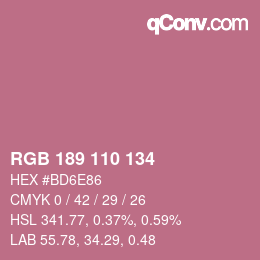 Color code: RGB 189 110 134 | qconv.com