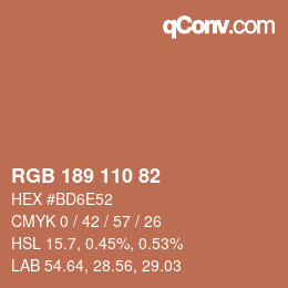 颜色代码: RGB 189 110 82 | qconv.com
