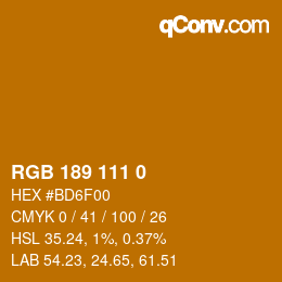 Color code: RGB 189 111 0 | qconv.com