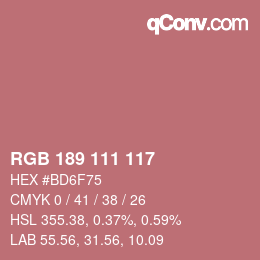 カラーコード: RGB 189 111 117 | qconv.com