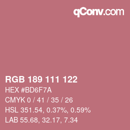 カラーコード: RGB 189 111 122 | qconv.com