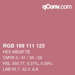 カラーコード: RGB 189 111 123 | qconv.com