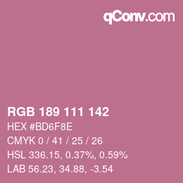 カラーコード: RGB 189 111 142 | qconv.com