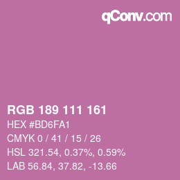 カラーコード: RGB 189 111 161 | qconv.com