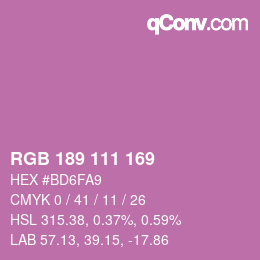 カラーコード: RGB 189 111 169 | qconv.com