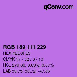 Color code: RGB 189 111 229 | qconv.com