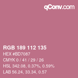 Farbcode: RGB 189 112 135 | qconv.com