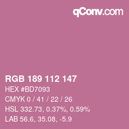 Farbcode: RGB 189 112 147 | qconv.com