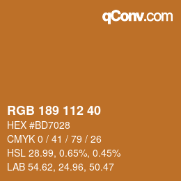 カラーコード: RGB 189 112 40 | qconv.com