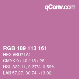Color code: RGB 189 113 161 | qconv.com