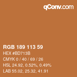 カラーコード: RGB 189 113 59 | qconv.com