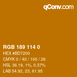 Color code: RGB 189 114 0 | qconv.com