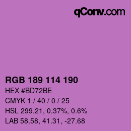 颜色代码: RGB 189 114 190 | qconv.com