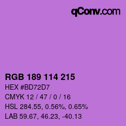 Color code: RGB 189 114 215 | qconv.com