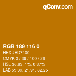 Farbcode: RGB 189 116 0 | qconv.com