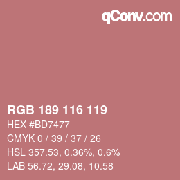 カラーコード: RGB 189 116 119 | qconv.com