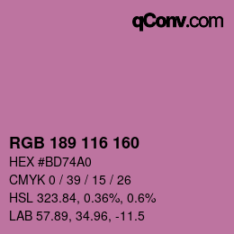 Color code: RGB 189 116 160 | qconv.com