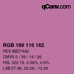 Color code: RGB 189 116 162 | qconv.com