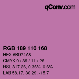 Color code: RGB 189 116 168 | qconv.com