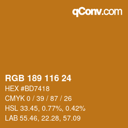 Color code: RGB 189 116 24 | qconv.com